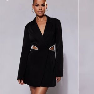 Meshki Black Blazer Dress with Cut-Out Details
